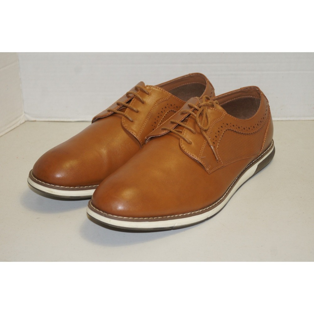 BRUNO MARC Plain Toe Dress Sneakers Men US 14 WIDE Brown SBOX223MWIDE